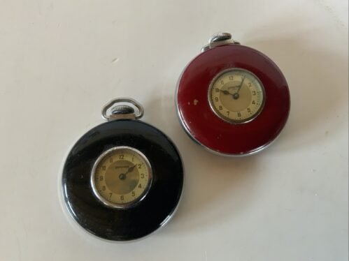 VINTAGE INGRAHAM CLOCKS / TRAVEL CLOCKS/ ART DECO / RED / BLACK / WORKING!