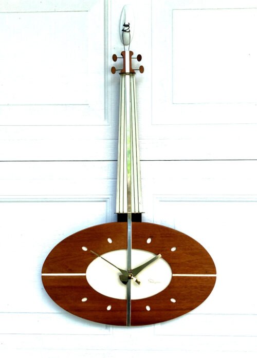 Vintage Ingraham Guitar Wall Clock Mid Century Modern Abstract Refurbd MCM 1950s
