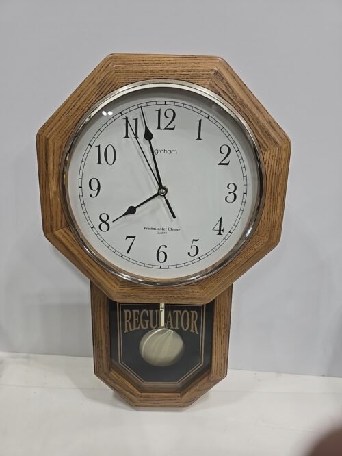 Vintage Ingraham Regulator Octagon Schoolhouse Wall Clock/Chime Work Free S&H