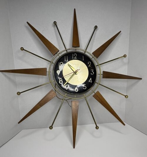 Vintage Ingraham Starburst Wall Clock 1960s Mid Century Modern Atomic MCM 22"