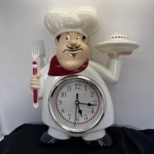 Vintage Italian Chef Kitchen Wall Clock 11" Tall Battery Operated Retro Works