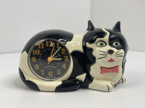 Vintage Japan Cat Shaped Alarm Clock Collectible *No Sound Or Lights *Clock Work