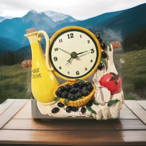 Vintage J Carlton Handpainted Art Pottery Wall Clock Italian Kitchen Battery_BP