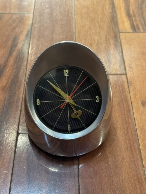 Vintage Jefferson Electric 500 Clock Chrome Space Age MCM 1950's USA Tested