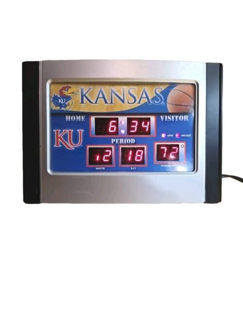 Vintage Kansas University Basketball Alarm Clock With Date And Temperature
