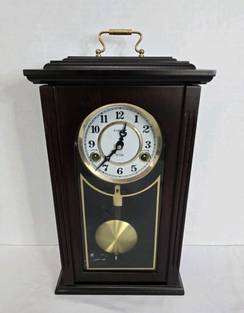 Vintage Kassel 31 Day Mantle Clock Mechanical Key Wind Chime Pendulum Wood Table