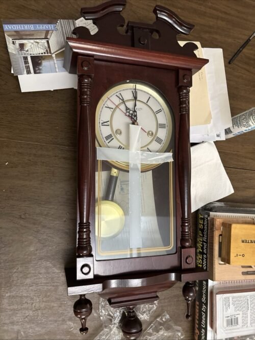Vintage Kassel 31 day wind-up wall clock pendulum key chiming hour Video