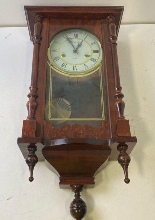 Vintage Kassel Wall Clock With Pendulum, Chimes, Key