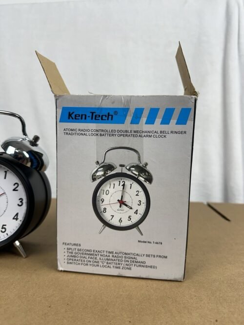 Vintage Ken-tech Atomic Radio Controlled Clock with Twin Mechanical Bell Alarm