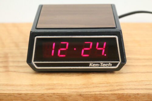 Vintage Ken-Tech T-2099 Digital Alarm Clock - Wood Grain - Tested