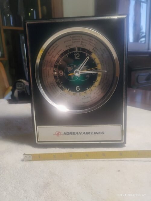 Vintage Korean Air Lines World Time Zone Desk Clock