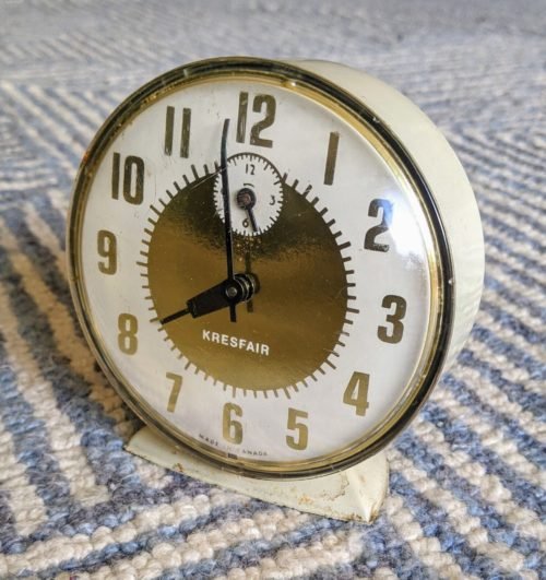 Vintage Kresfair Metal Alarm Clock MCM- Made In Canada - Working