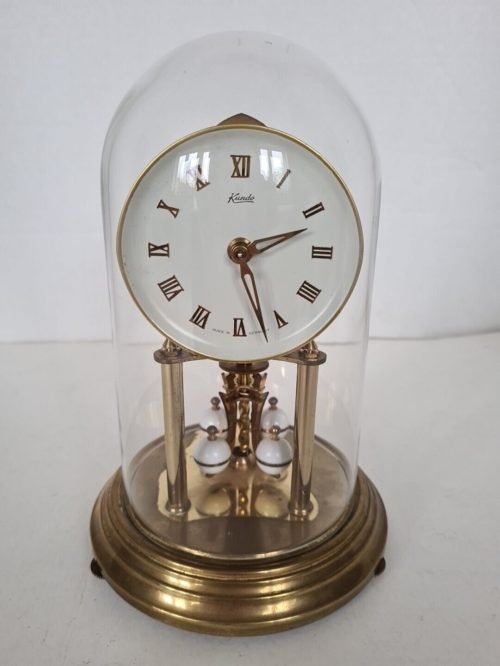 Vintage Kundo Mechanical Anniversary Desk Table Clock Brass Gold Tone