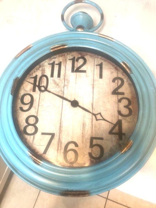 Vintage Large 16" Metal Pocket Watch Wall Clock