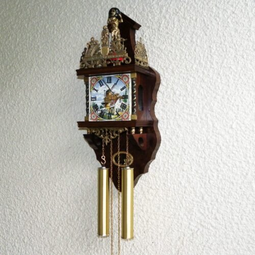 VINTAGE LARGE 24" DUTCH ZAANDAM ZAANSE 8 DAY WALL CLOCK WARMINK WUBA