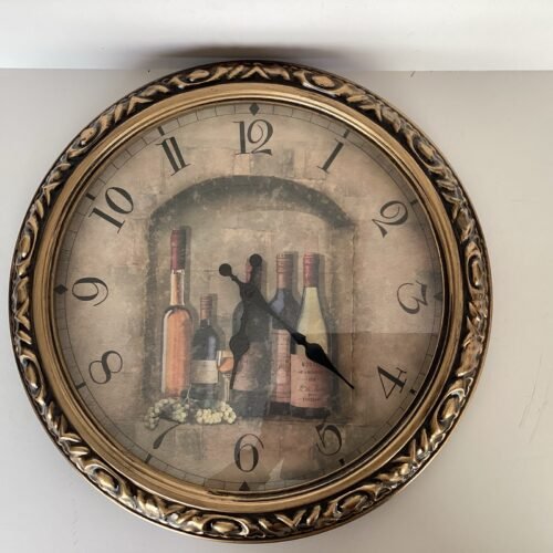 Vintage Large Wall Clock In The Italian Rococo Style With Wine Motif