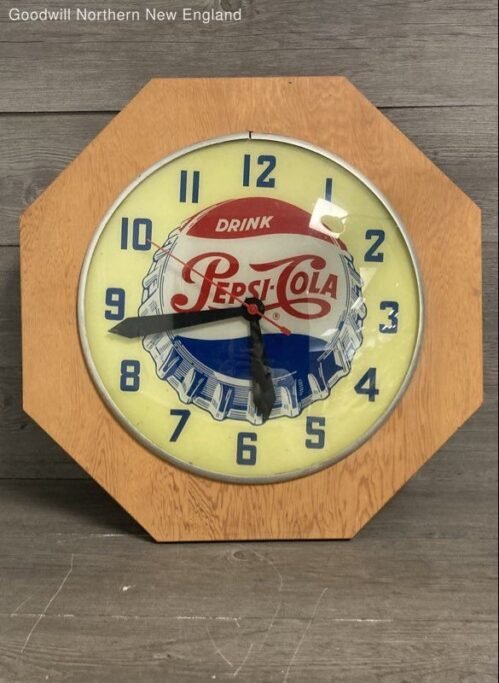 Vintage Lighted Drink Pepsi Cola Wall Clock Tested Lights Up & Runs 20"