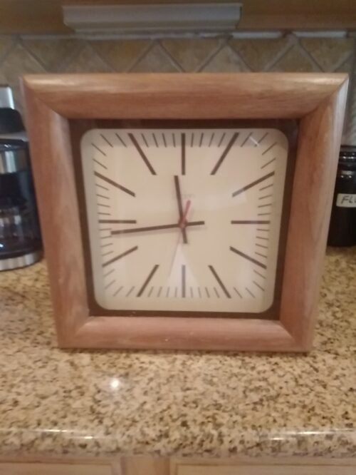 Vintage Linden Heavy Wooden WallClock Industrial Style 13" x 13" x 3 1/2" Quartz