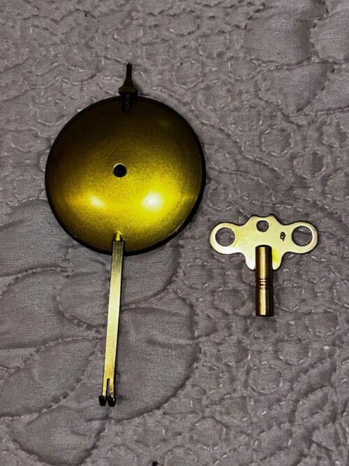 Vintage Linden Japan Wall Clock Pendulum Movement Replacement + Key PART REPAIR