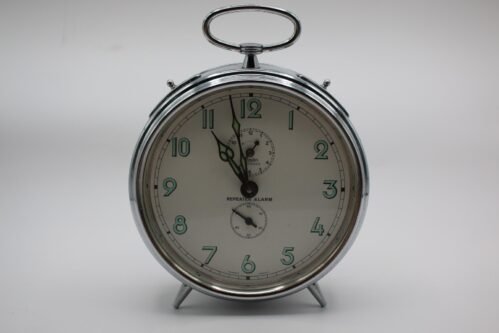 Vintage Linden Repeater Alarm Clock West Germany Chrome Table Clock Working Retr
