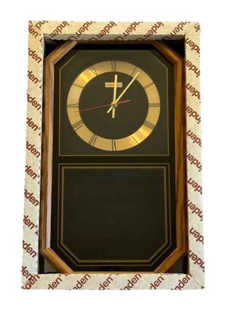 Vintage LINDEN VENTURA Wood Frame Quartz Pendulum Wall Clock #9328 NOS In Box
