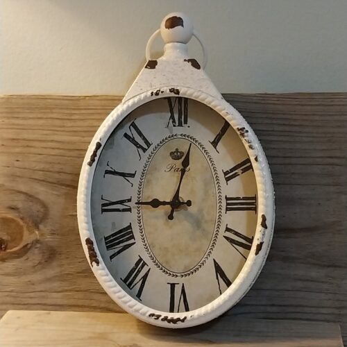 Vintage Look Inspired Paris Wall Clock Distressed White Working