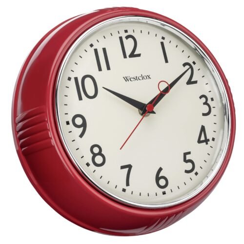 vintage look wall clock retro 1950 red