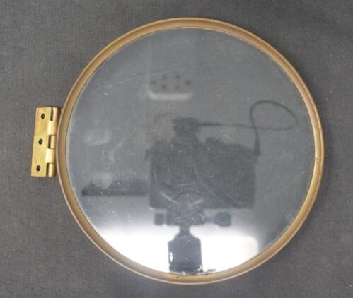 Vintage Mantel Clock Bezel and Glass Front with Hinge. 6" Wide