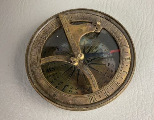 Vintage Maritime Pocket Sundial Nautical Brass Compass