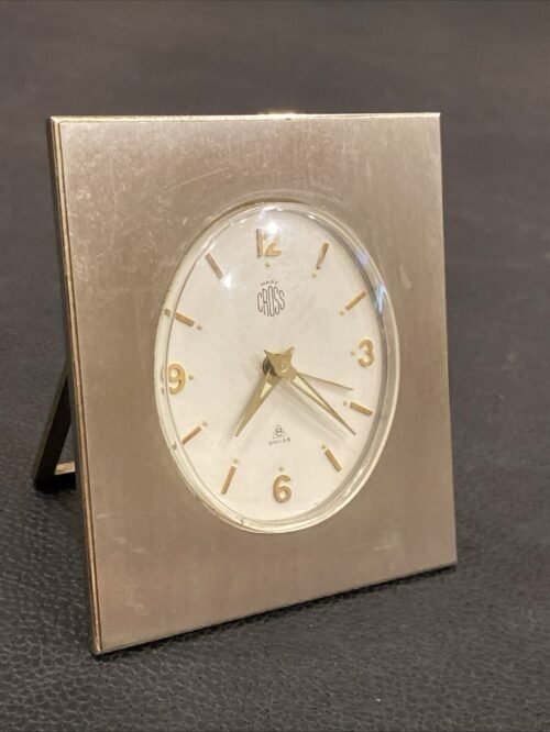 Vintage Mark Cross 8-Day Mechanical Folding Travel Alarm Clock Swiss FOR REPAIR