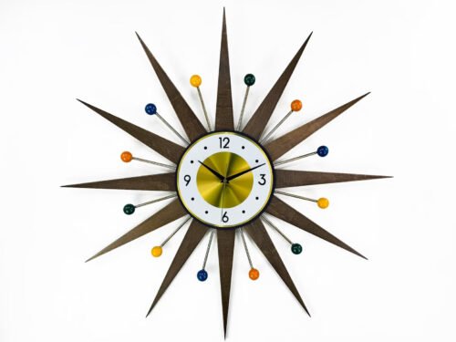 Vintage MCM Atomic George Nelson Sunburst 26"/30" Mid Century Modern Wall Clock