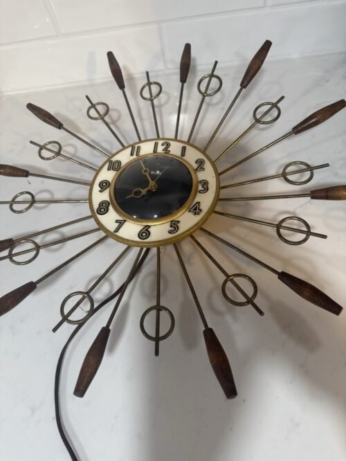 Vintage MCM Atomic Starburst Wall Clock by United Model 79 Works MCM Retro 1950s