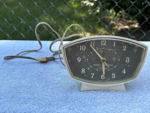 Vintage MCM General Electric Telechron Clock Model 7H234 Alarm Clock Atomic Age