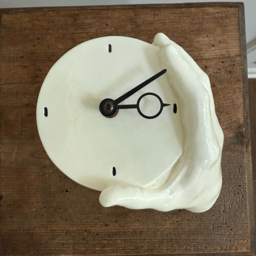 Vintage MCM Nancy N-Funk Wall Clock Pop Art Pottery Hand Sculpture Rare Works
