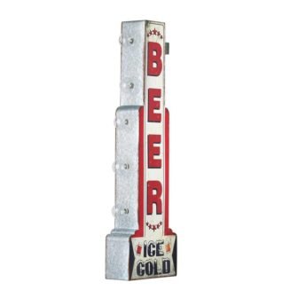 Vintage Metal LED Marquee Sign Ice Cold Beer Sign 28 in. x...