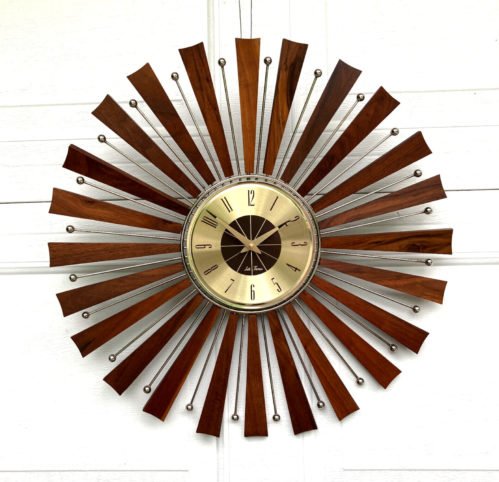 Vintage Mid Century Modern Starburst Wall Clock Seth Thomas MCM New Movement 60s