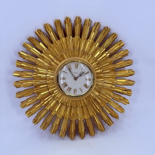 VINTAGE MID CENTURY MODERN SYROCO SUNBURST WALL CLOCK 22.5" Large Version
