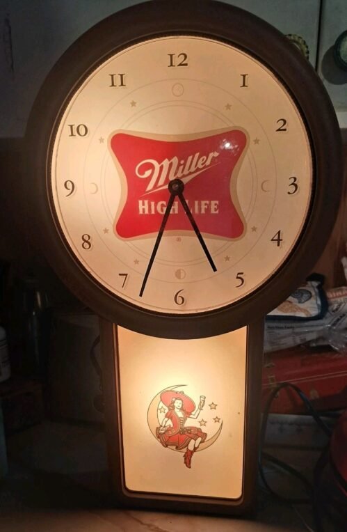 Vintage MILLER HIGH LIFE BEER "Girl on the Moon" Light Wall Clock