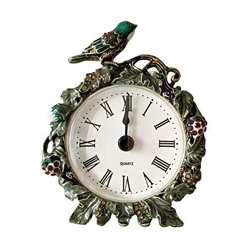 Vintage Mini Analog Table Clock Silent Small Table Clock with Hand-Painted Me...