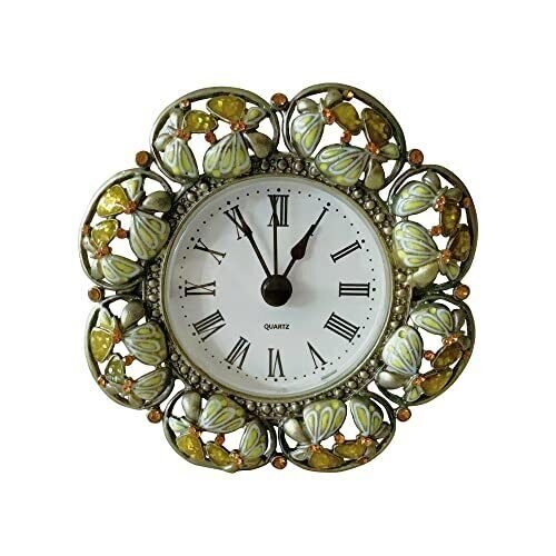 Vintage Mini Analog Table Clock Silent Small Table Clock with Hand-Painted Me...