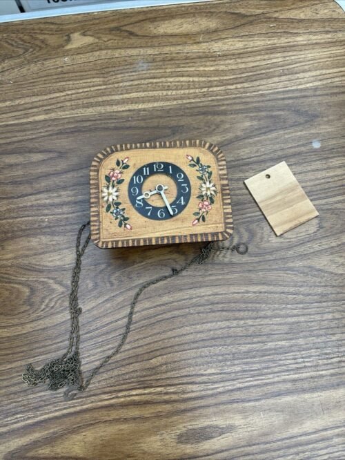 Vintage Miniature Mini Hand Painted German Clock Cuckoo Style