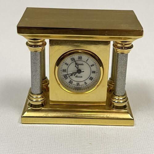 Vintage Miniature Quartz Gold Design Desk Clock Untested Collectable