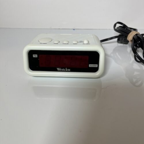 Vintage Mini Westclox Digital Alarm Clock/Snooze Model 66104 White Tested