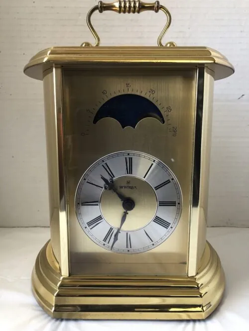 Vintage Montreux Moon Phase Carraige Mantle Clock Quartz Movement (Working)