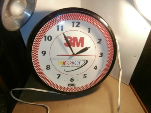 Vintage Nascar 3M neon clock 20" Dealer dial electric wall clock tested Racing