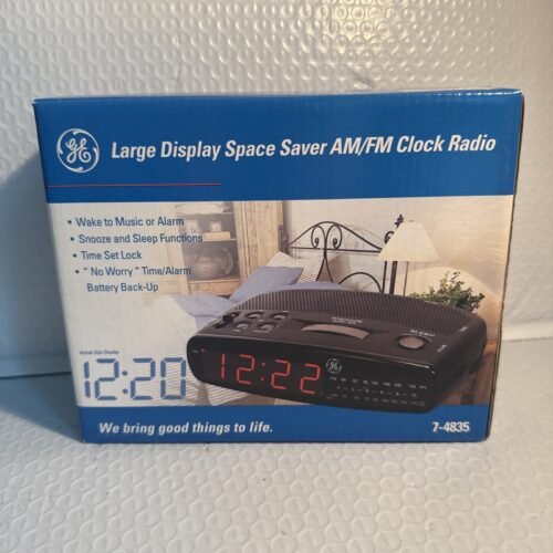 Vintage NEW GE Alarm Clock Radio AM/FM Model 7-4835 Space Saver Power Tested