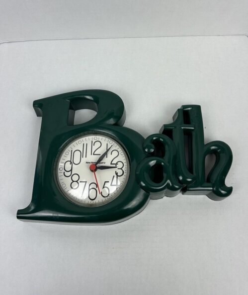 Vintage New Haven Quartz BATH Rare Forest Green Wall Clock Burwood Products 1983