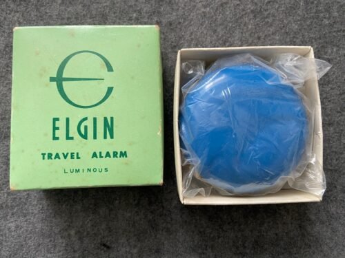 Vintage New Old Stock Elgin Wind Up Travel Alarm Clock