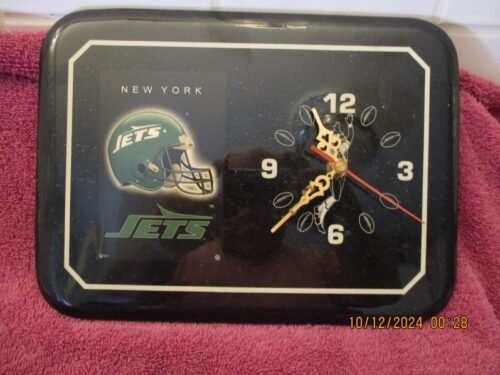 Vintage New York Jets Black Lacquer Wall Clock