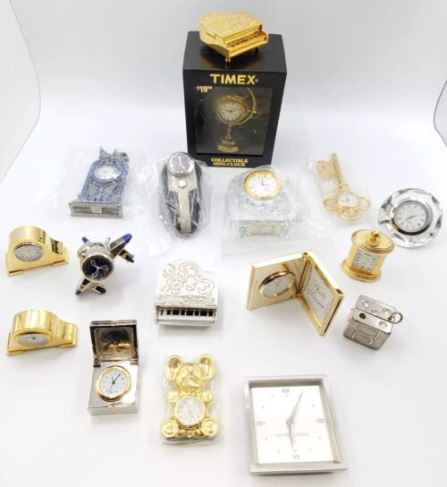 Vintage Novelty Gold or Silver Tone Desk Table Clock your Choice 9.86 ea